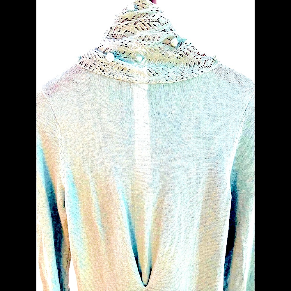 Anthropologie Light Turquoise/Aqua Color Boho Cardigan - Picture 8 of 12